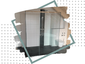 Blogcover mit großer walk-in Glasdusche nach Maß in modernem Bad, gestaltet im Design der Glaserei Rohrig